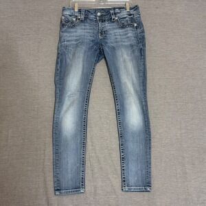 Miss Me Jeans Womens Denim Embellished Pockets Bootcut Light Wash Size 27